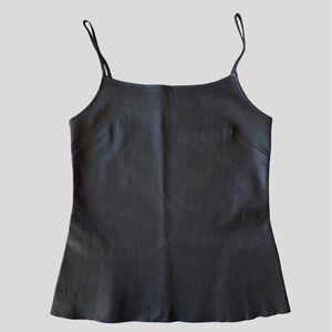 Helmut Lang Black Lamb Leather Spaghetti Strap Top